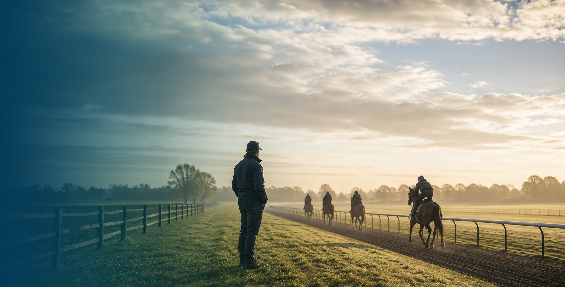 Horse Trainer On The Gallops In Ireland
