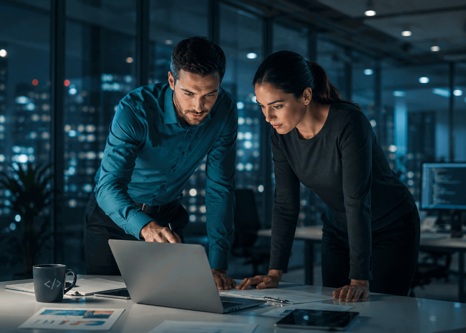Tech Workers Working On Lap Tense Due To Tech Security And Insurance